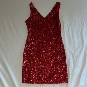 Like New- Red Sequin Homecoming Dress